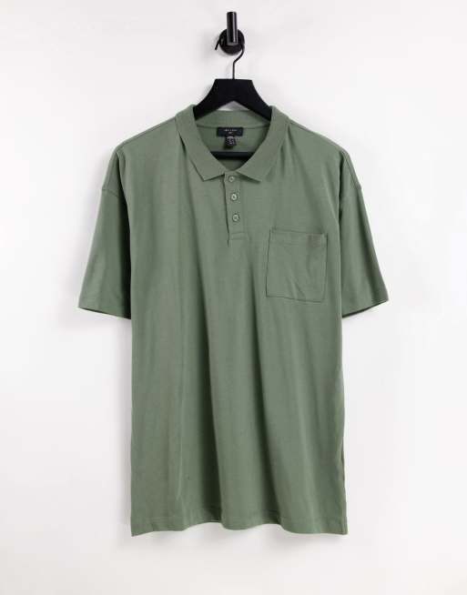 New Look oversized polo in khaki