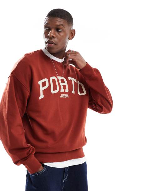 New Look oversized Porto sweatshirt in rust - view 1