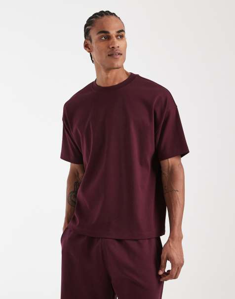 New Look - Oversized recht T-shirt in bordeauxrood, deel van co-ord set - view 1