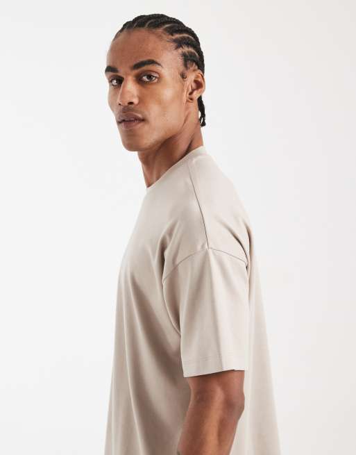 New Look - Oversized recht T-shirt in taupe, deel van co-ord set, 4 van 5