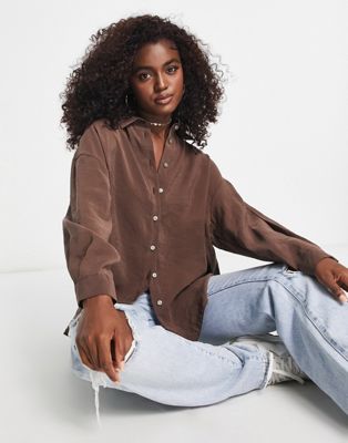 New Look oversized shirt in brown