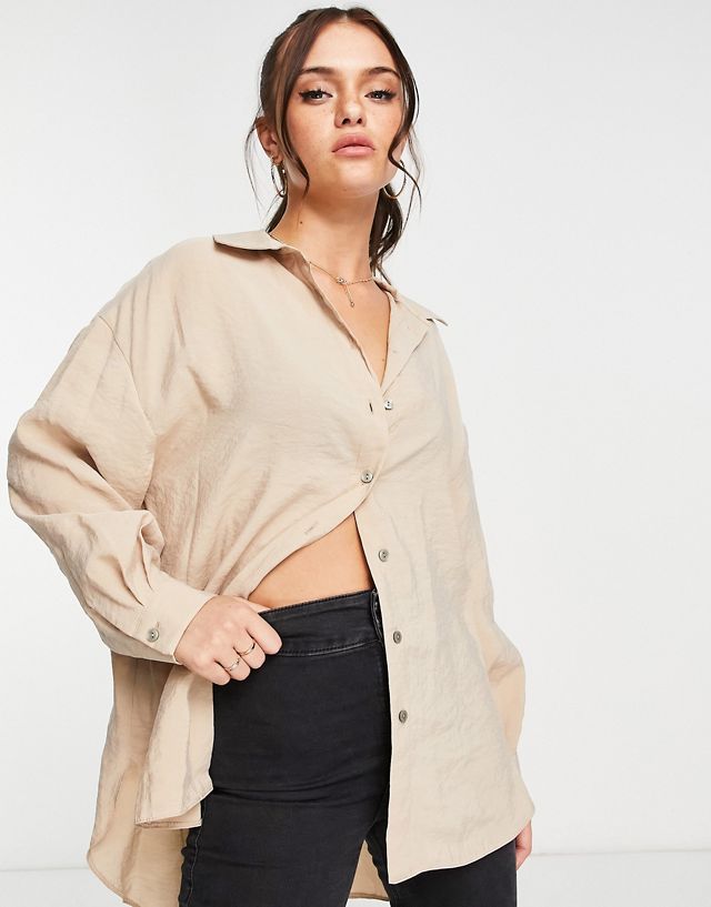 New Look oversized shirt in camel