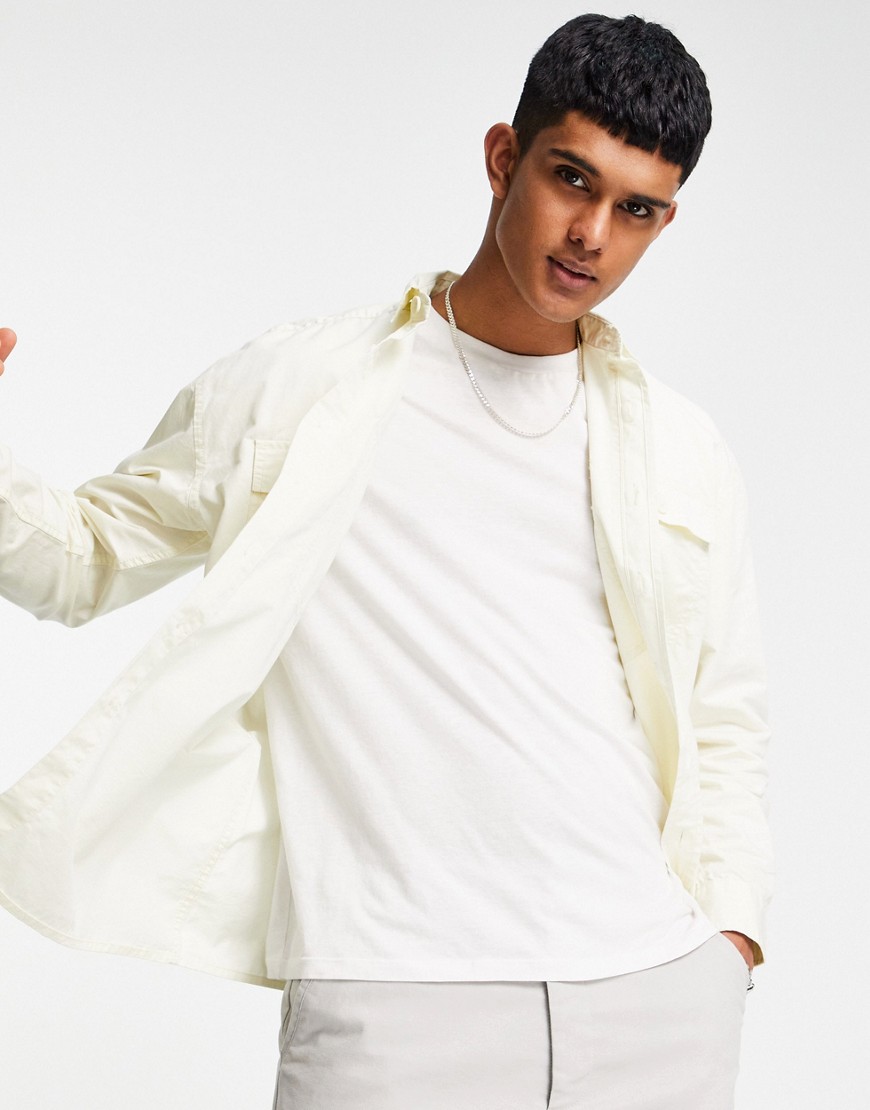 New Look oversized shirt in off white