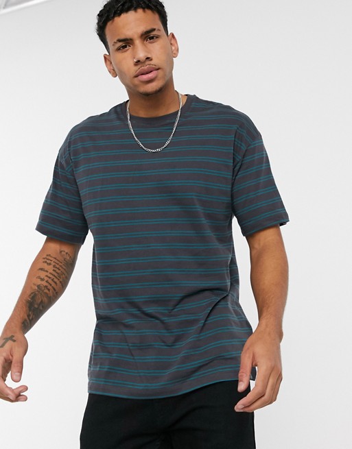 New Look oversized stripe t-shirt in teal