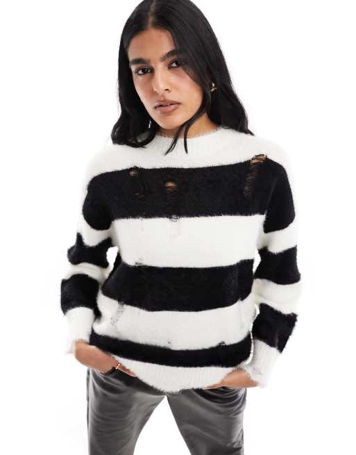 Oversized black and sale white striped sweater