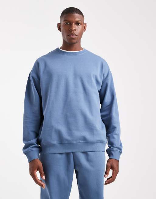 New Look oversized sweatshirt co-ord in mid-blue 300gsm