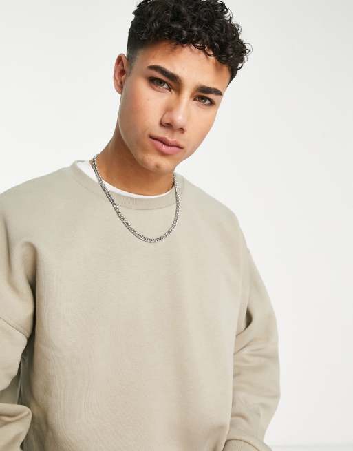 New Look oversized sweatshirt in stone