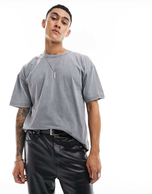 New Look - Oversized T-shirt i vasket sort
