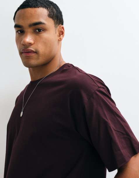 New Look oversized t-shirt in burgudy - view 1