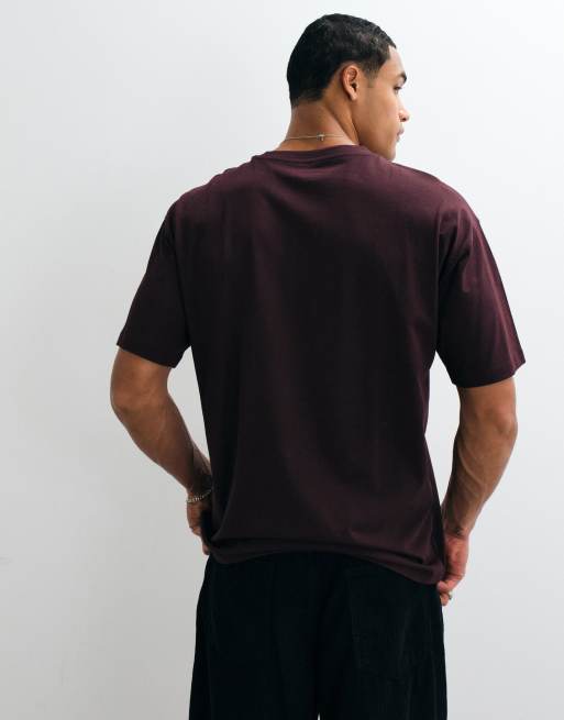 New Look oversized t-shirt in burgudy, 3 of 5