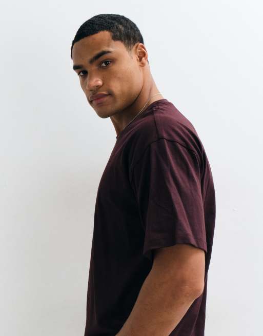New Look oversized t-shirt in burgudy, 4 of 5