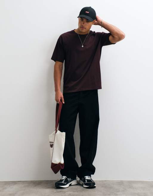 New Look oversized t-shirt in burgudy, 5 of 5