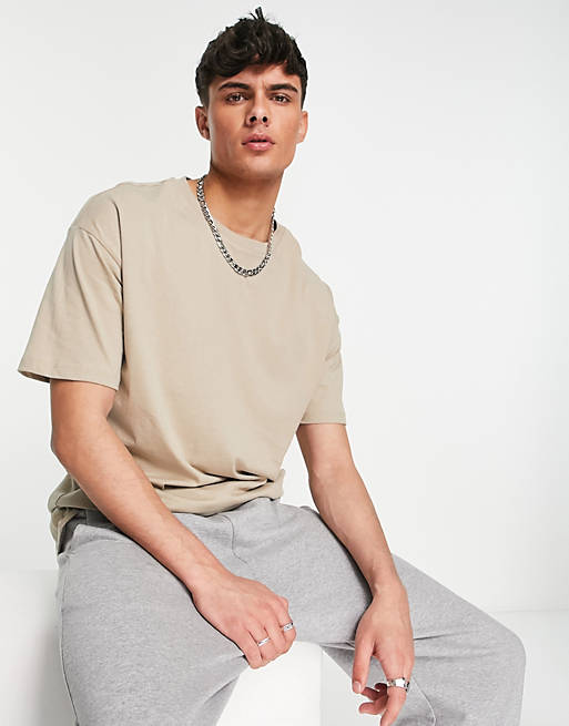 New Look oversized t-shirt in stone 