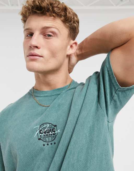 New Look - Oversized t-shirt med 'Parisian'-print i grøn