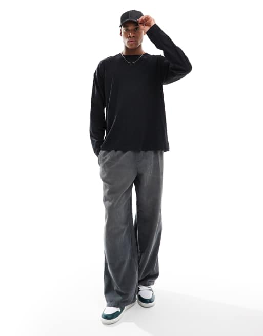 New Look - Oversized T-shirt met lange mouwen in zwart, 4 van 4