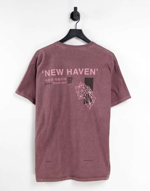 New Look - Oversized T-shirt met 'New Haven' print op de achterkant in donkerroze