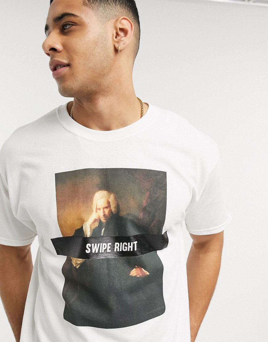 New Look - Oversized T-shirt met Swipe Right-print in wit