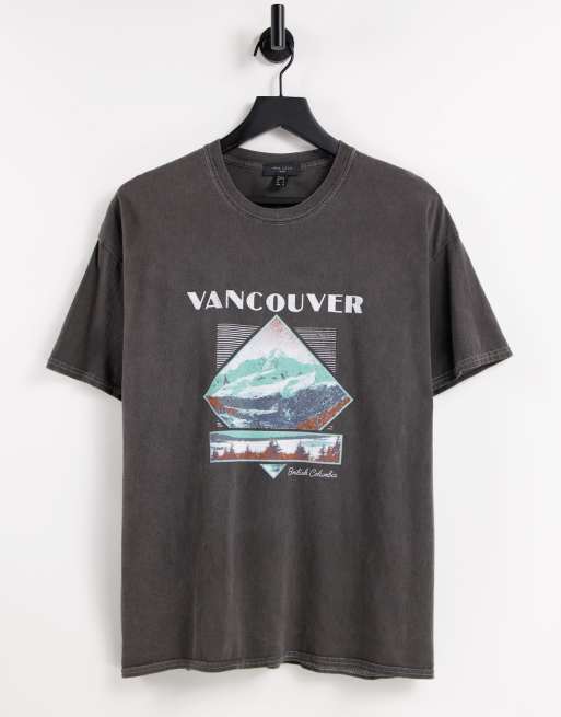 New Look - Oversized T-shirt met 'Vancouver' print in grijs