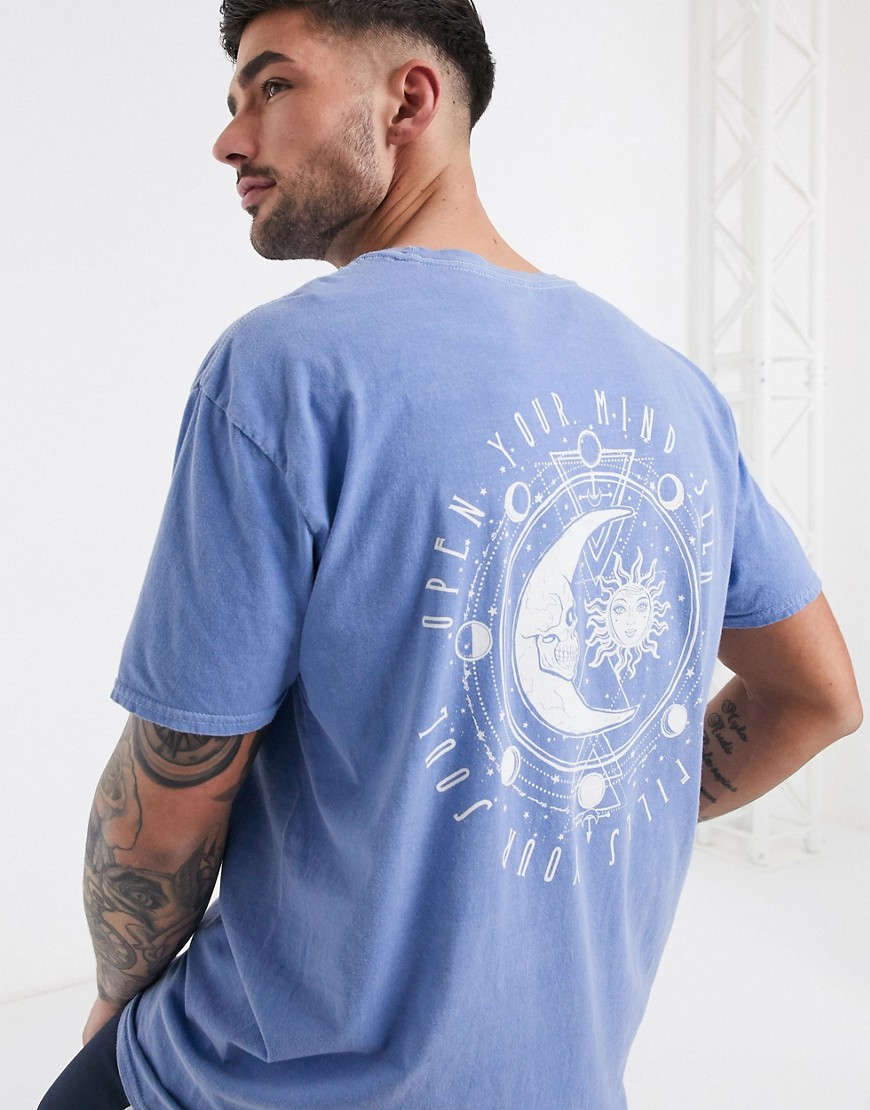 New Look - Oversized T-shirt met zon- en maanprint in lichtblauw