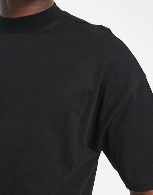 New Look – Oversized-T-Shirt mit Stehkragen in Schwarz, 3 von 4