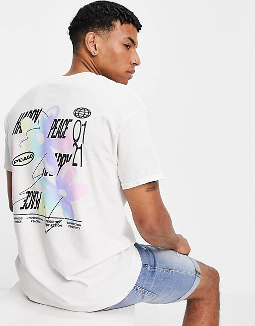 New Look oversized t-shirt with back print in white