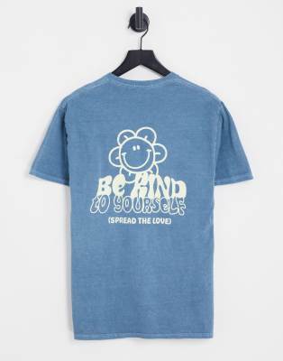 New Look oversized t-shirt with be kind print in blue