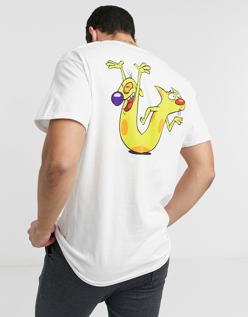 New Look oversized t-shirt with catdog print in white