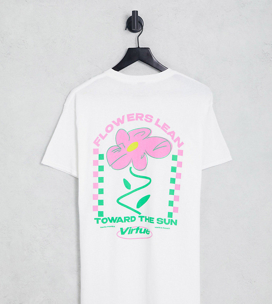 New Look oversized T-shirt with 'Flowers Lean' print in white