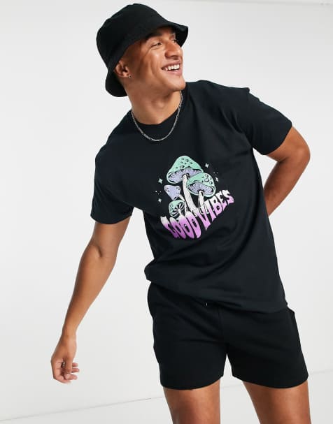 New Look oversized t-shirt with good vibes print in black - view 1