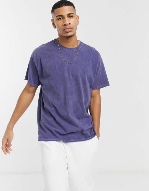 New Look Oversized T Shirt With Japan Back Print In Overdye Blue Asos