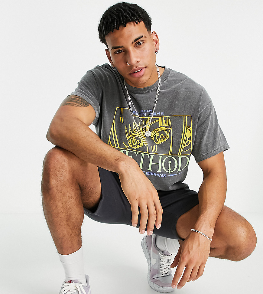 New Look oversized T-shirt with 'Method' print in gray-Grey