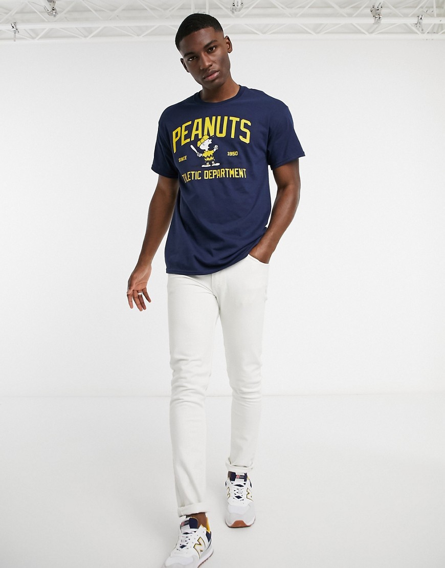 New Look oversized t-shirt with peanuts print in navy