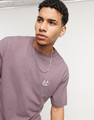 New Look oversized t-shirt with swallow embroidery in purple | ASOS