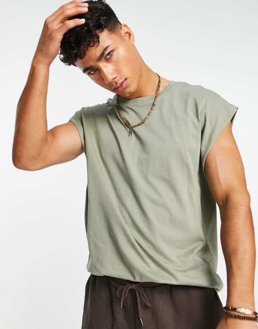 New Look oversized tank top in light khaki | ASOS