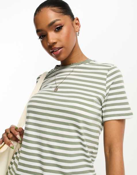 New Look oversized tee in green stripe