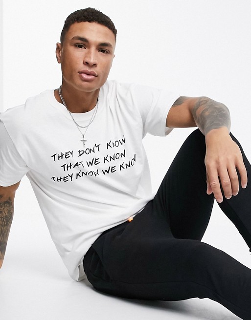 New Look oversized They Know Friends slogan t-shirt in white
