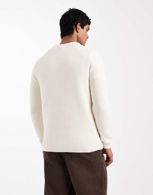 New Look - Oversized trui met ronde hals in ecru, 3 van 5