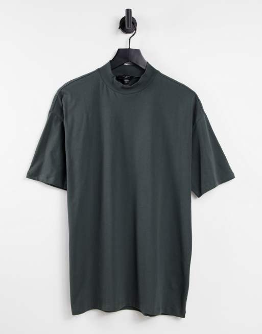 New Look oversized turtle neck t-shirt in dark green | ASOS