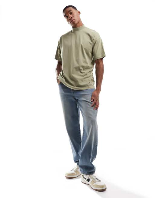 New Look oversized turtle neck t-shirt in light khaki, 2 of 4