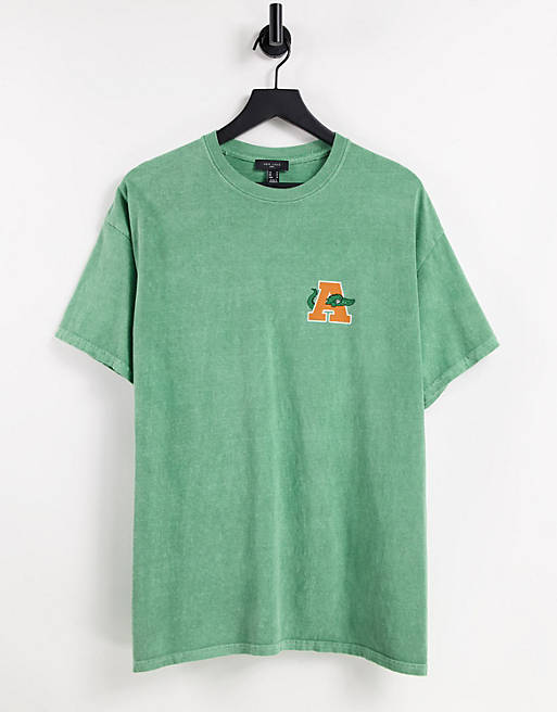 New Look oversized varsity print t-shirt in green | ASOS