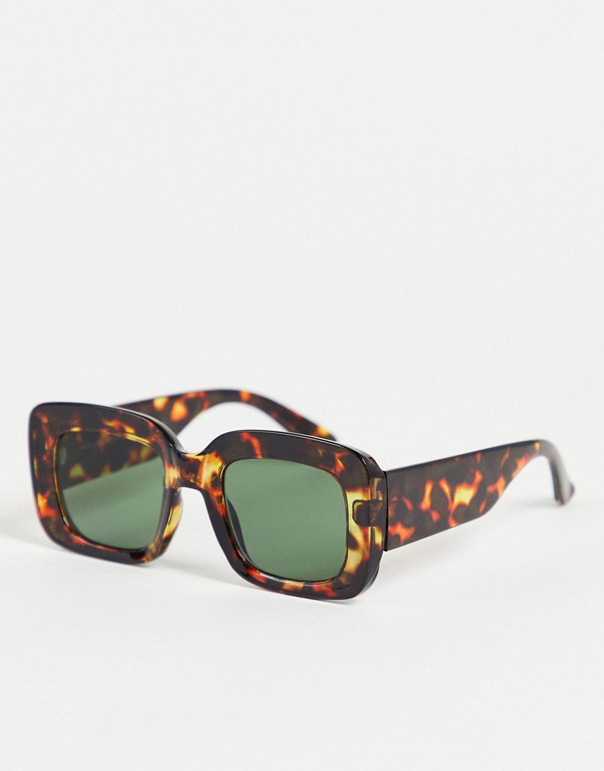 New Look - Oversized vierkante zonnebril in bruin met motief