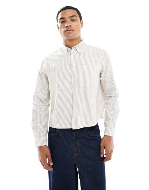 New Look oxford shirt in brown pinstripe