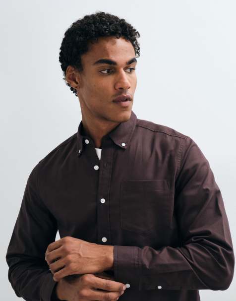 New Look oxford shirt in dark brown - view 1