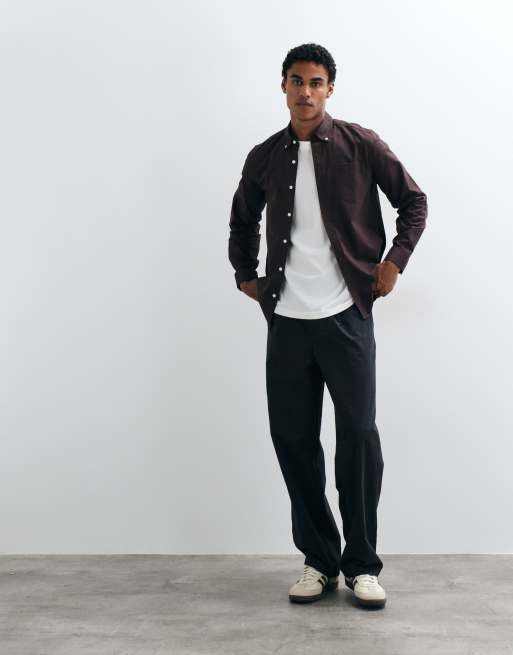 New Look oxford shirt in dark brown , 4 of 5