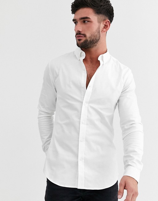 New Look oxford shirt in muscle fit in white