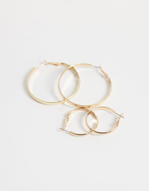 New Look pack de 3 aros de varios tamaños en dorado, 2 de 3