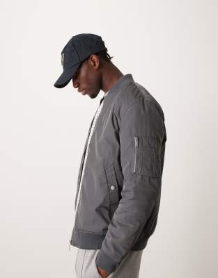 New Look New Look padded bomber jacket in dark grey