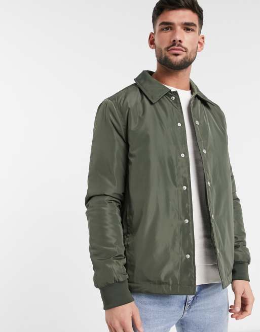 New Look padded coach jacket in dark khaki | ASOS