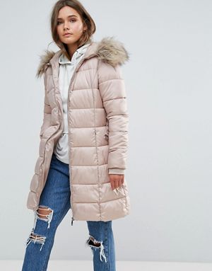 New Look Padded Coat With Extreme Faux Fur Hood
