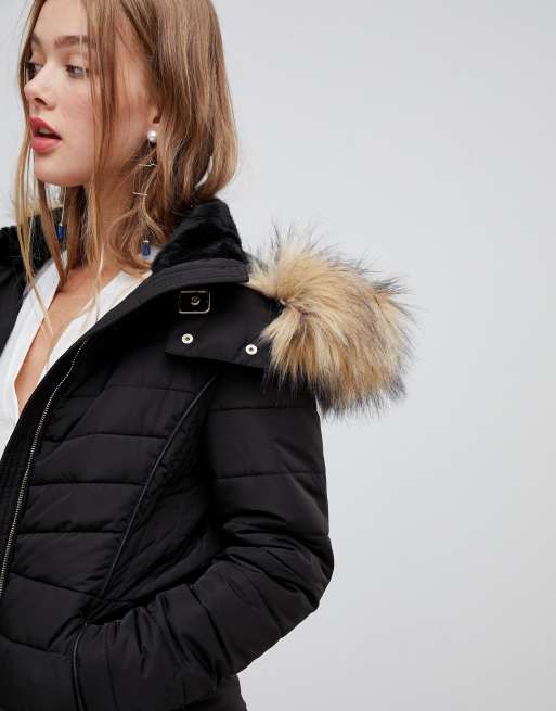 New look padded 2025 parka coat in black